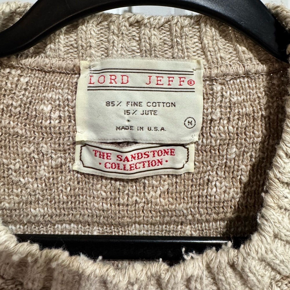 Men's Brown and Cream Patterned Crewneck Sweater - Picture 2 of 3